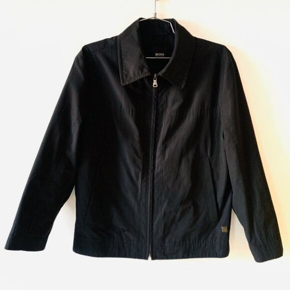 HUGO BOSS LIGHTWEIGHT FRONT ZIPPER BLACK JACKET MEN SIZE  46 - Picture 2 of 13